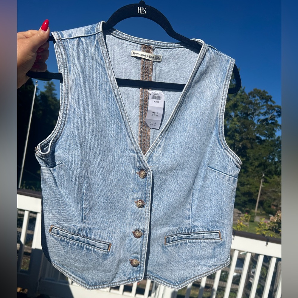 Abercrombie & Fitch Light Blue Denim Vest
